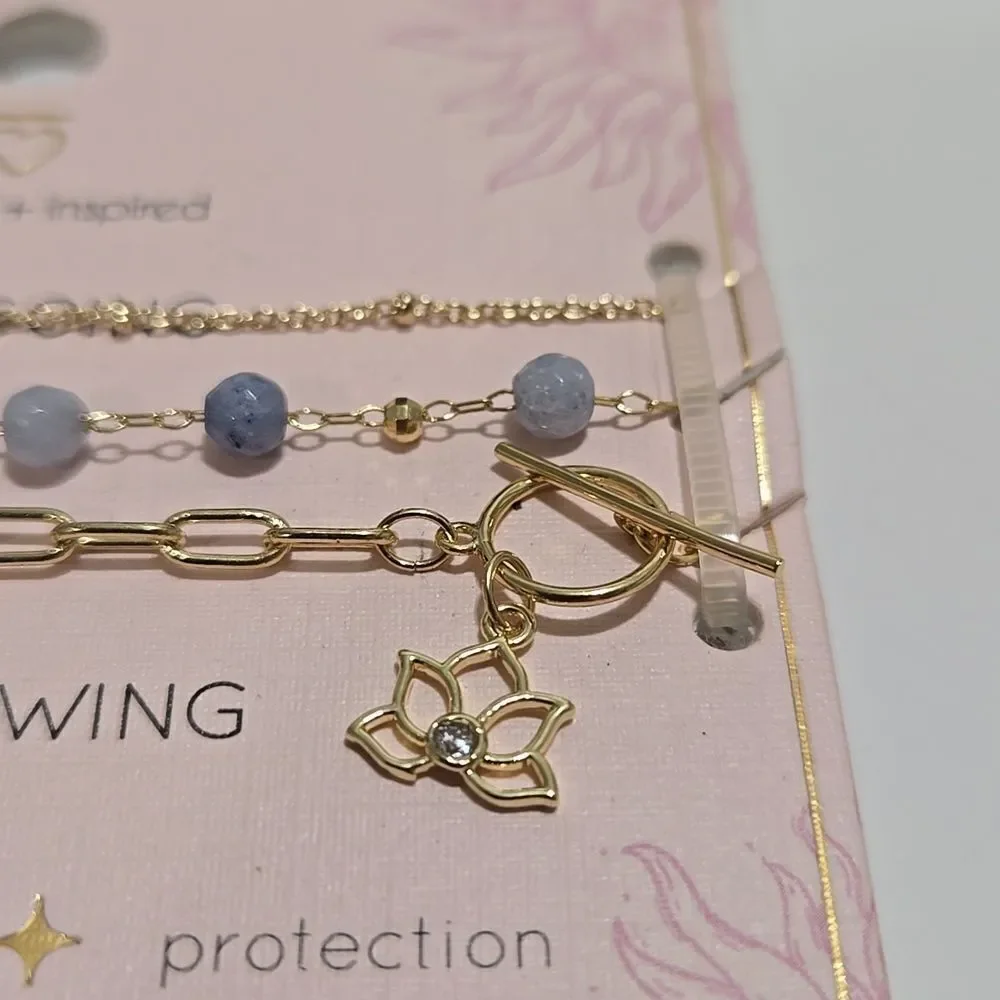 Blue Agate Charm Bracelet Set